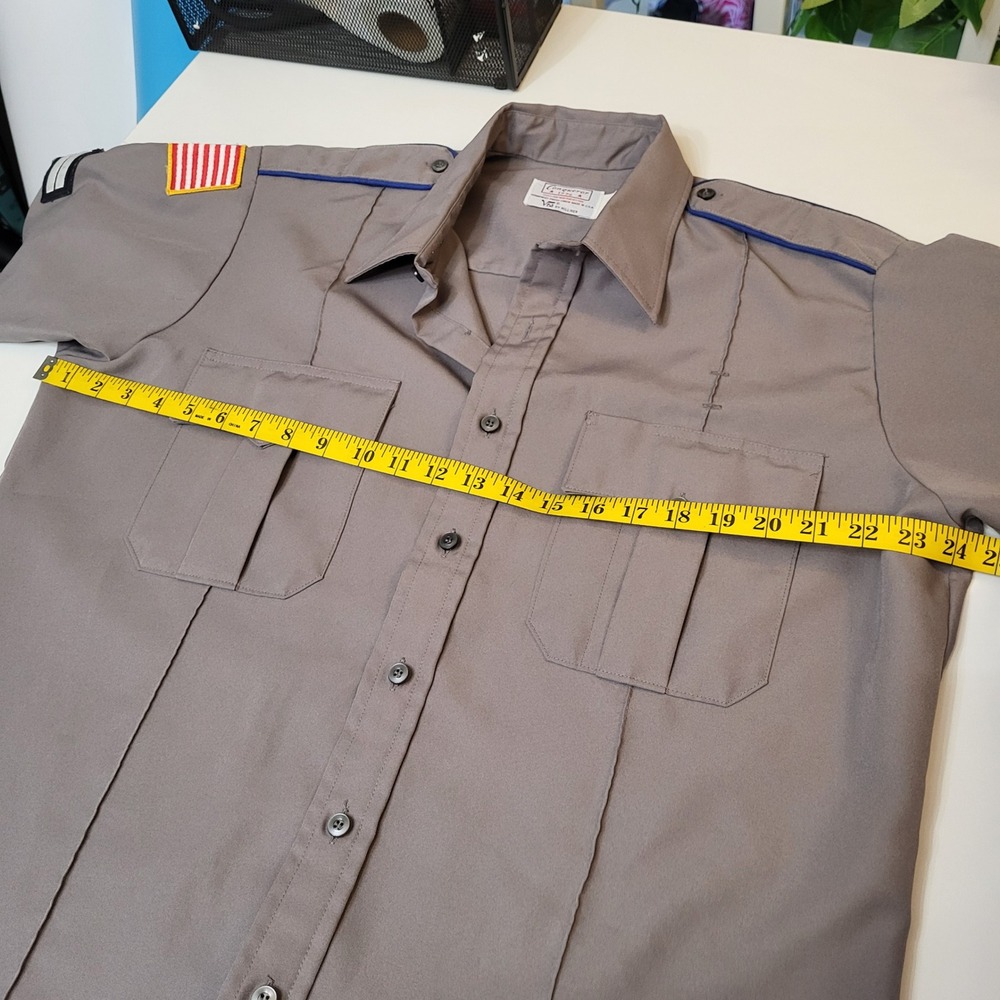 Vintage Conqueror 1776 Gray Uniform Shirt Mens 16.5 x 34 USA Made Patches Gray - Picture 8 of 12